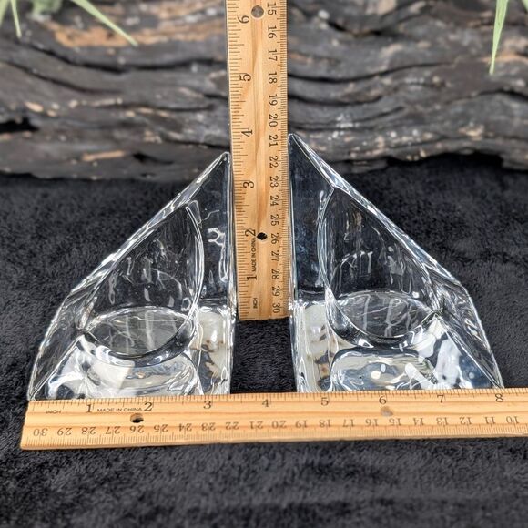 1960’s Pair of Nybro Sweden Volcano Crystal Candleholder Bookends - Picture 7 of 12